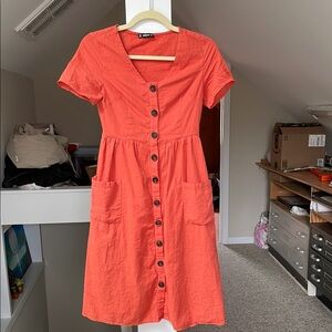 SHEIN, XS  Orange Button-Down Dress